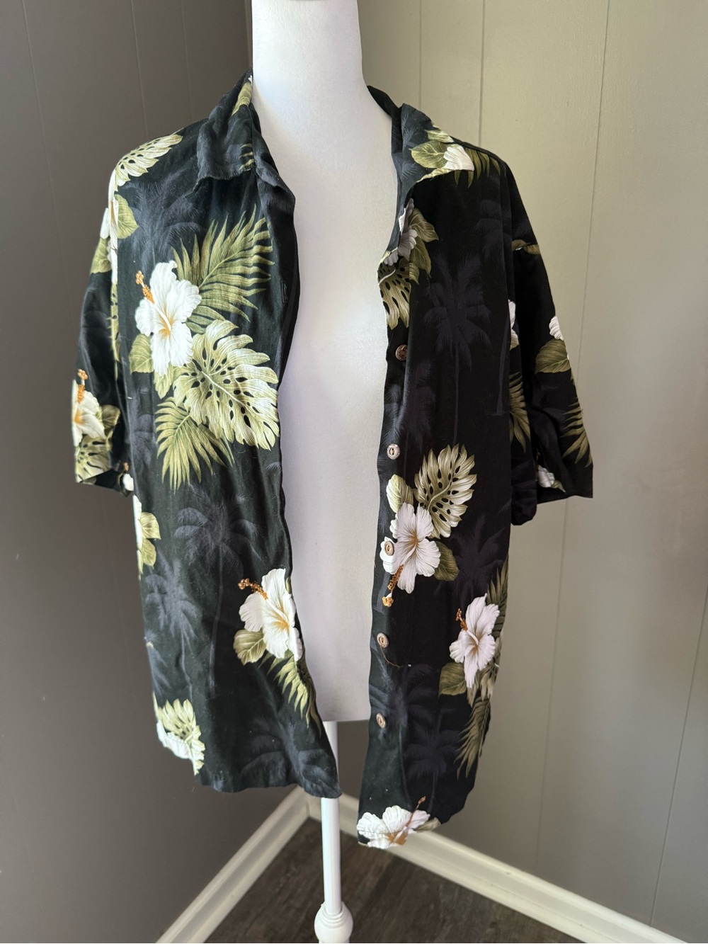 Women's Black Floral Button-Down Shirt